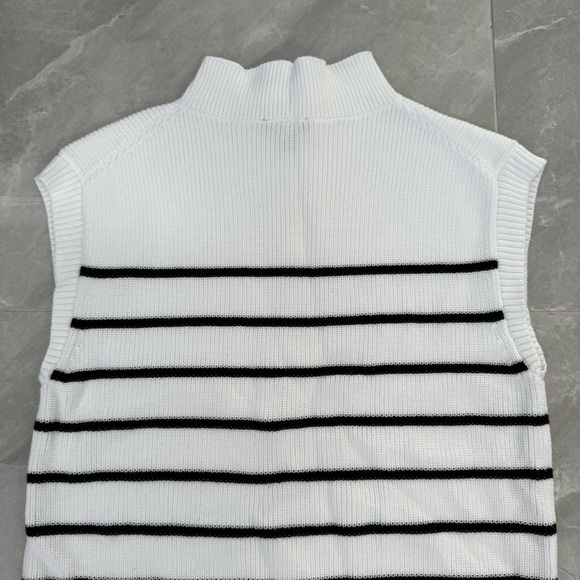 Women’s Talbots Stripe Shaker Stitch Funnel Neck Shell Mock Neck Sweater Medium - Picture 10 of 16